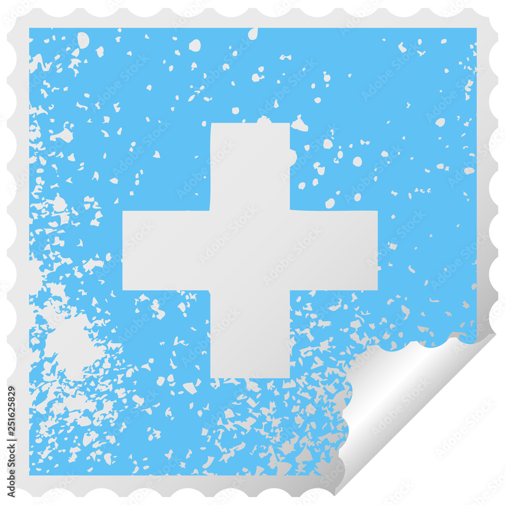 Fototapeta premium distressed square peeling sticker symbol addition symbol