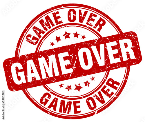 game over red grunge round vintage rubber stamp