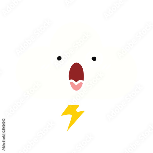 flat color retro cartoon thunder cloud