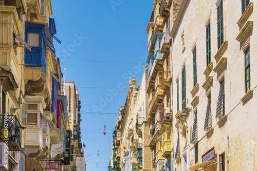 VALLETTA, MALTA - June 28, 2017: Typical street view of Valletta in Malta