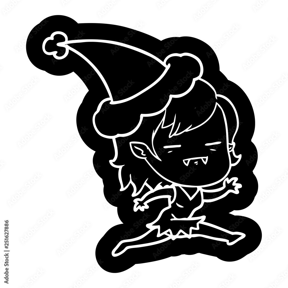 cartoon icon of a undead vampire girl wearing santa hat cartoon icon of a undead vampire girl wearing santa hat