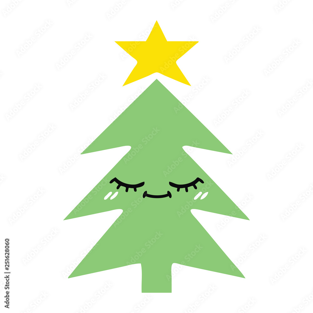flat color retro cartoon christmas tree flat color retro cartoon christmas tree