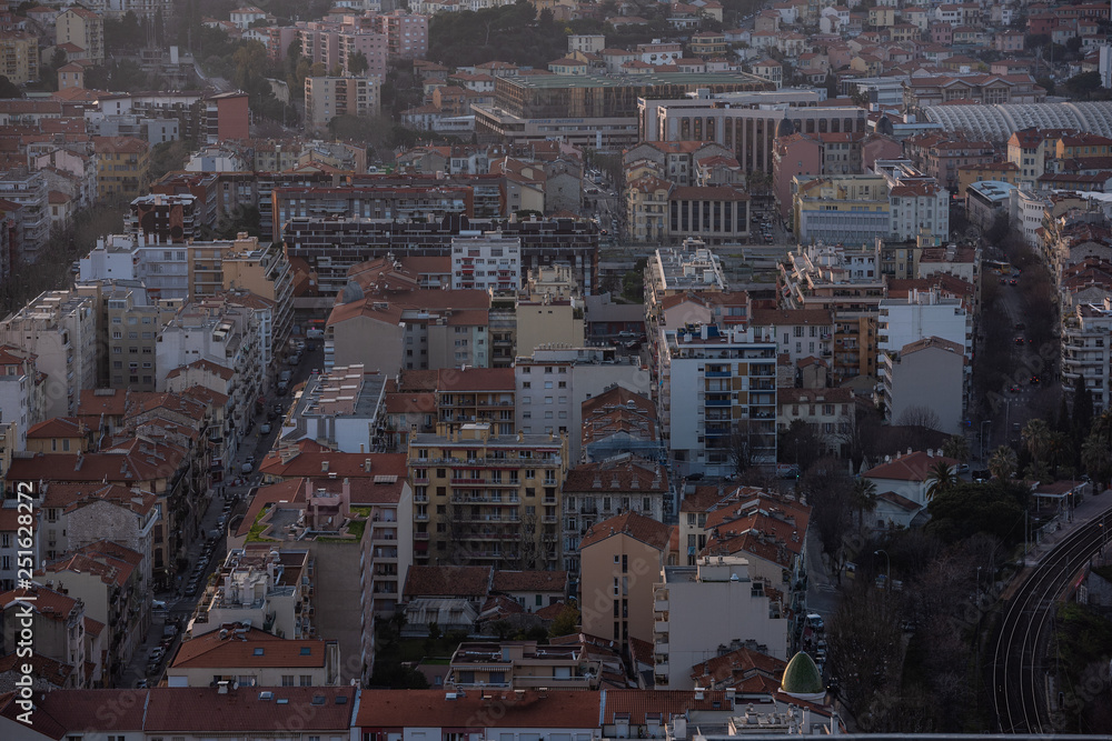 Nice view of the city at sunset from a height Nice view of the city at sunset from a height