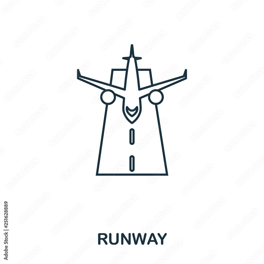 Runway icon. Outline thin line style from airport icons collection ...