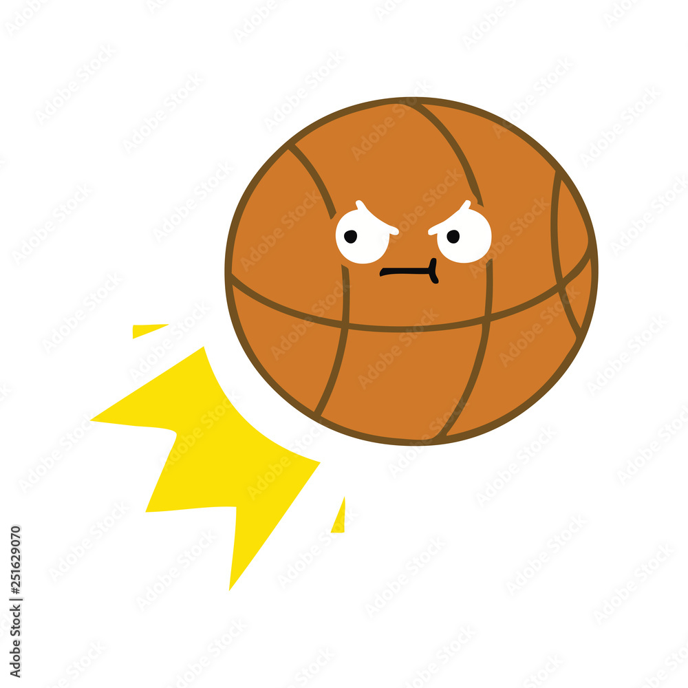 flat color retro cartoon basketball flat color retro cartoon basketball