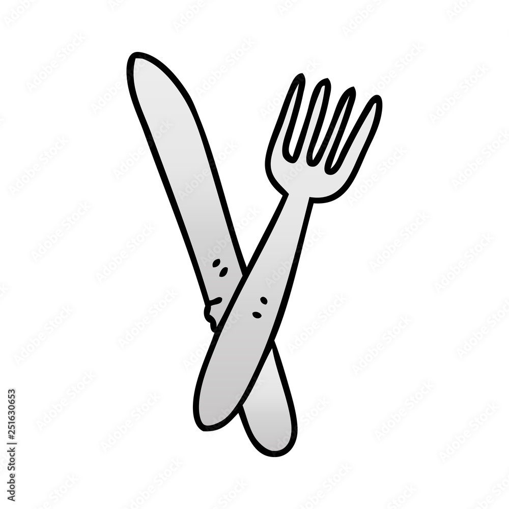 quirky gradient shaded cartoon cutlery quirky gradient shaded cartoon cutlery