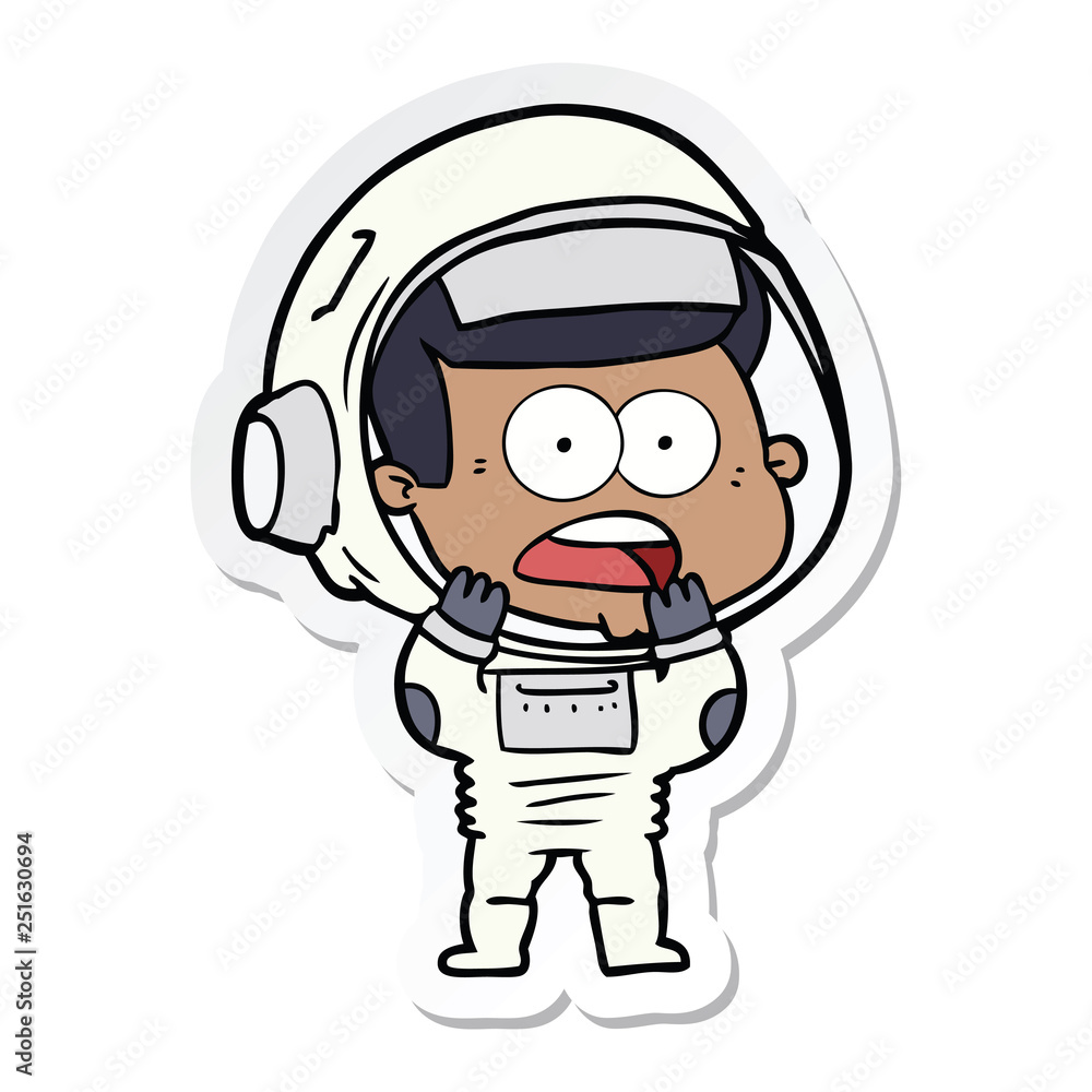 sticker of a cartoon surprised astronaut