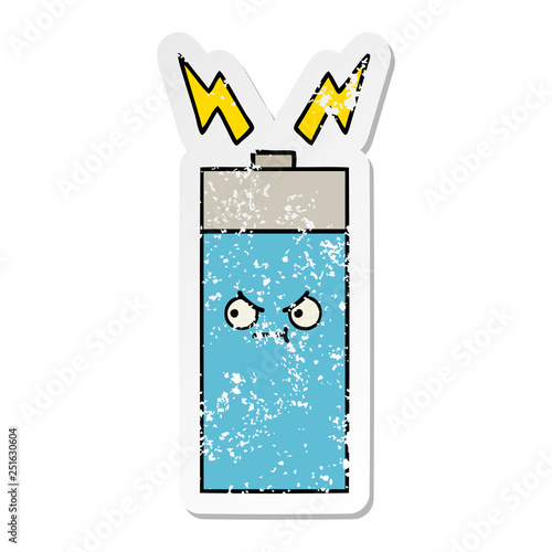 distressed sticker of a cute cartoon battery