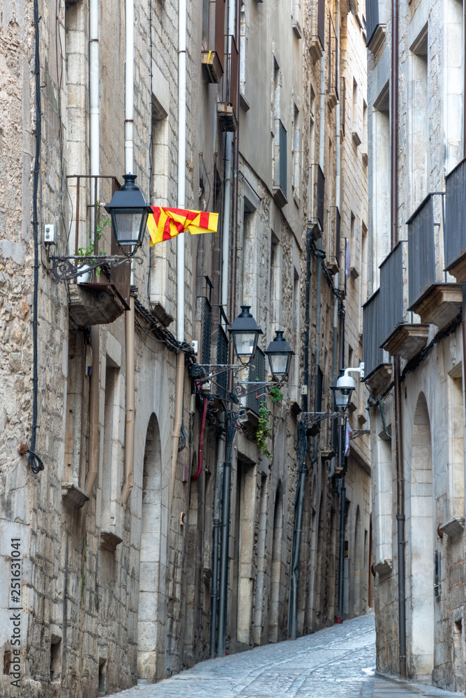 Narrow Street in Girona, Spain