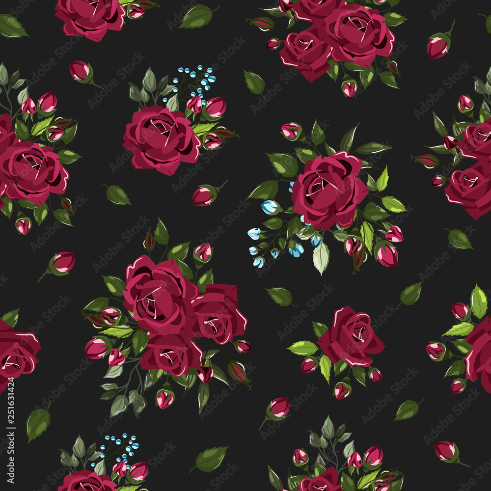 custom made wallpaper toronto digitalSeamless floral pattern with bordo burgundy rose flowers bouquets