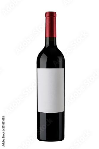 bottle of red wine isolated on white background