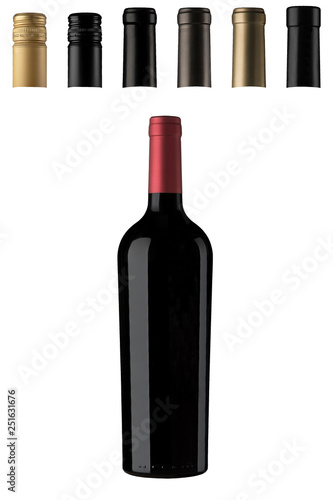 bottle of red wine and Caps