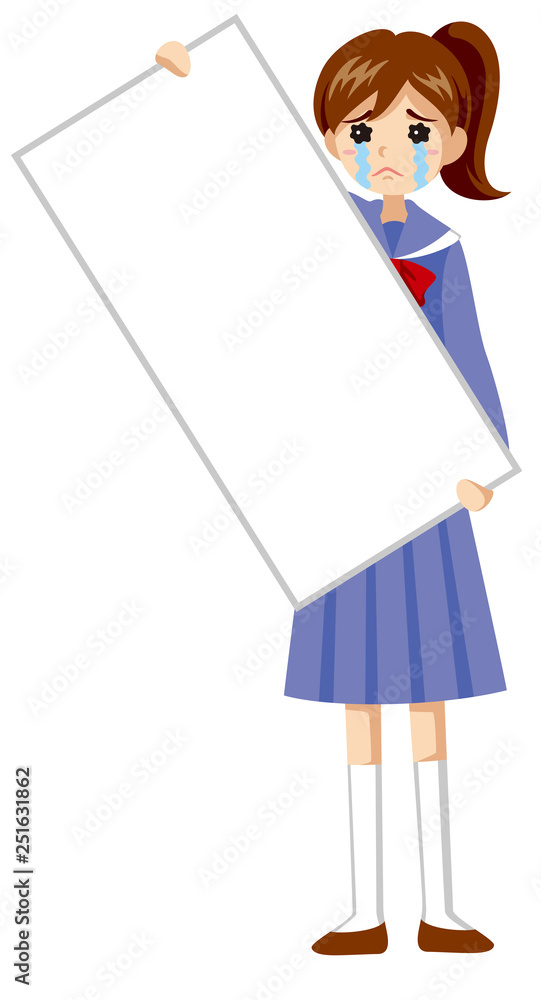 判決風女子学生イラスト 泣き顔白紙 Stock ベクター Adobe Stock
