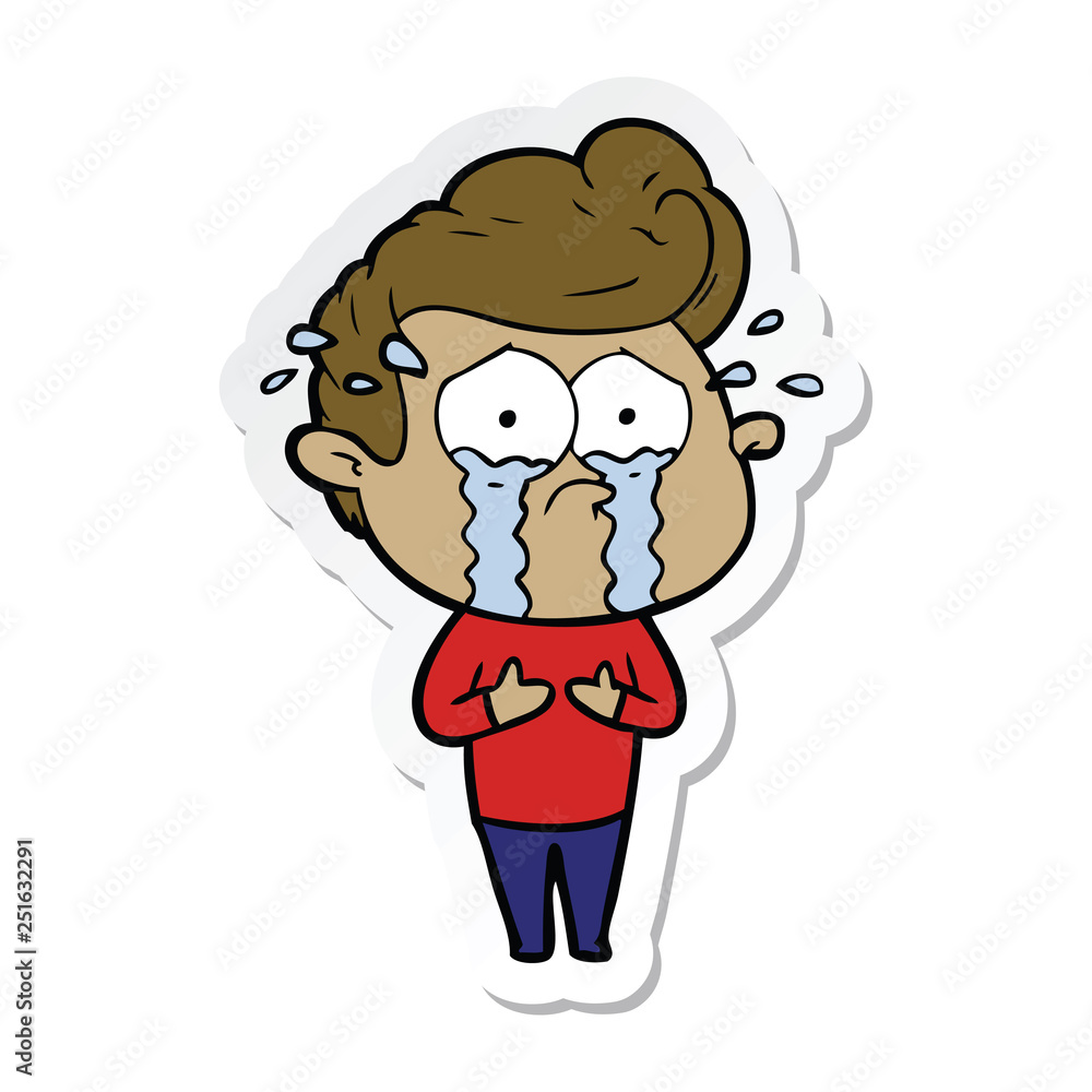 sticker of a cartoon crying man sticker of a cartoon crying man
