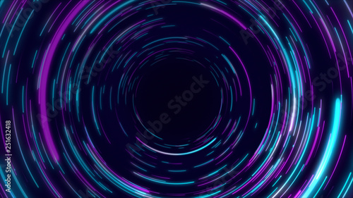 Blue & purple abstract circular radial lines background. Data flow. Optical fiber. Motion effect. Background photo