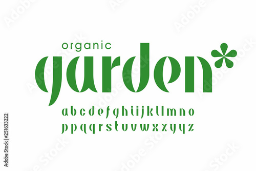Organic nature style font design, alphabet letters