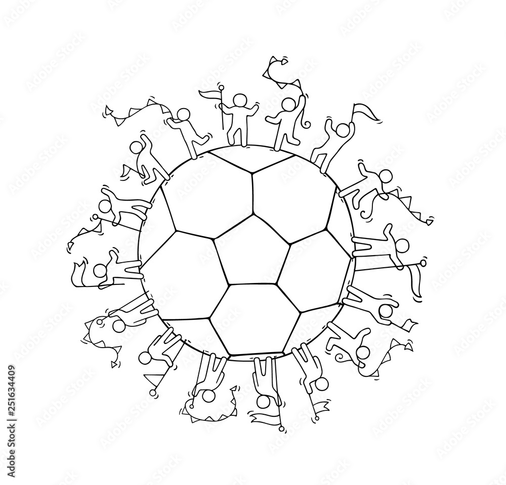 Fototapeta premium little people standing around the ball.