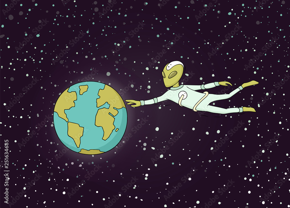 Fototapeta premium Sketch of planet and alien