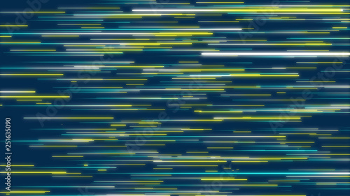 Yellow, green & blue abstract radial lines geometric background. Data flow. Optical fiber. Explosion star. Motion effect. Background