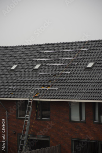 solar panels on the roof of an house photo