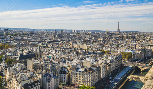 PARIS, FRANCE - 02 OCTOBER 2018: View on Paris from roof of Notre Dame cathedral © rastkobelic