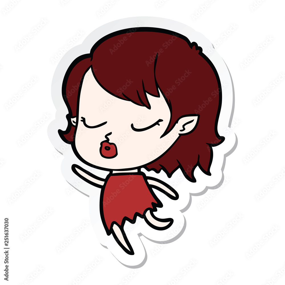 sticker of a cute cartoon vampire girl sticker of a cute cartoon vampire girl
