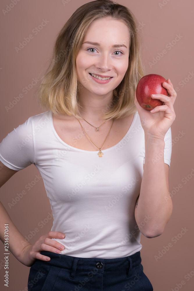 girl with an apple girl with an apple
