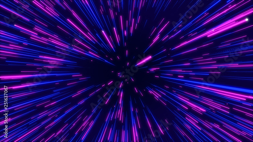 Blue, purple and pink abstract radial lines geometric background. Data flow tunnel. Explosion star. Motion effect. background