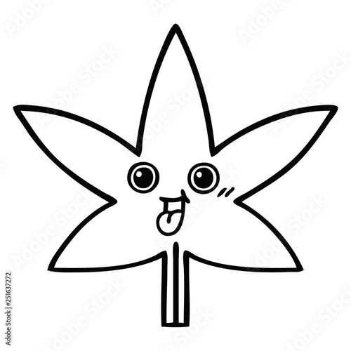 line drawing cartoon autumnal leaf