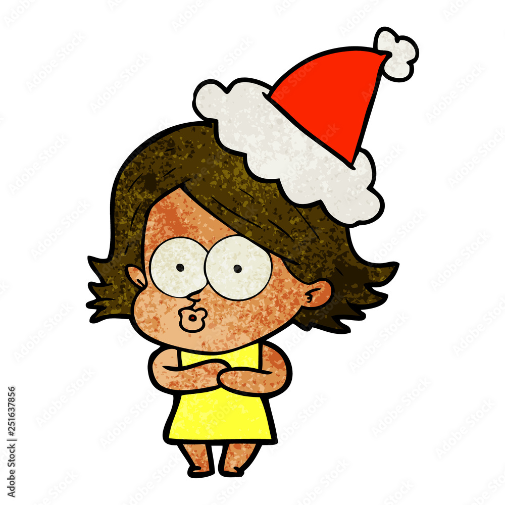 textured cartoon of a girl pouting wearing santa hat textured cartoon of a girl pouting wearing santa hat