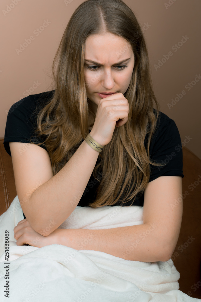 a sick girl with the cold