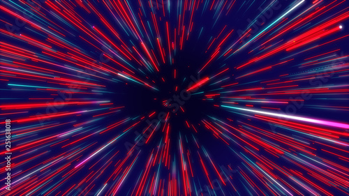 Fotografie, Obraz Red and blue abstract radial lines geometric background