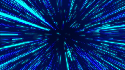 Blue abstract radial lines geometric background. Data flow tunnel. Explosion star. Motion effect. background