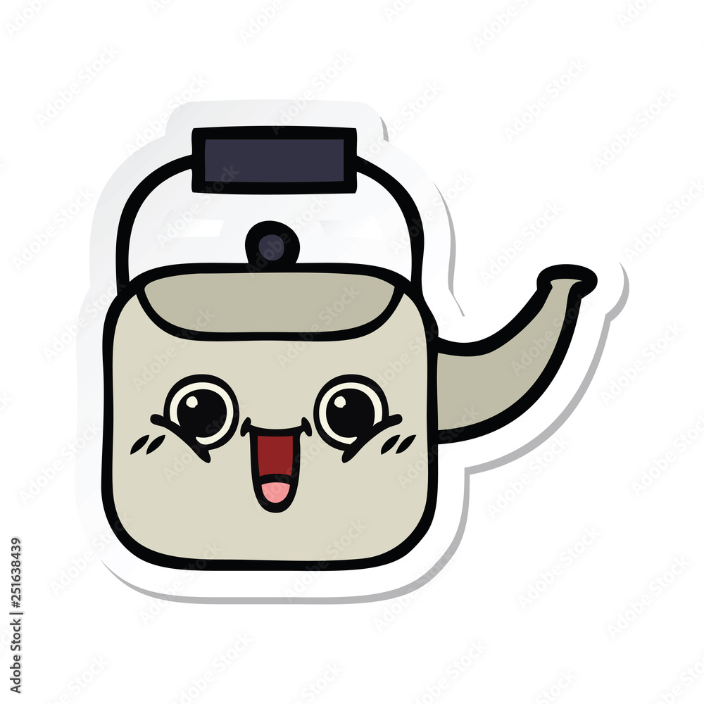 sticker of a cute cartoon kettle sticker of a cute cartoon kettle