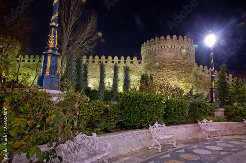 Fountain in the philarmony park in Baku city, Azerbaijan. Philharmonic Fountain Park. photo