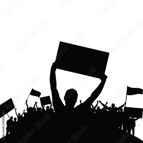 Protest people silhouette vector