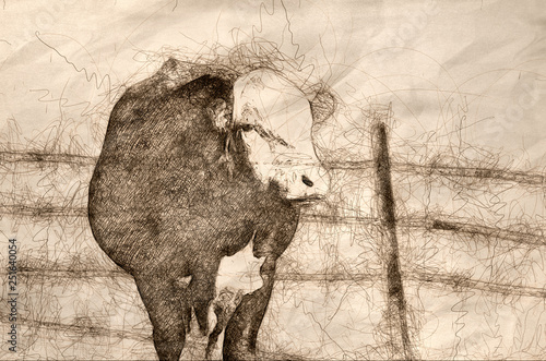 Sketch of an Angry Mean Bull and The Evil Eye