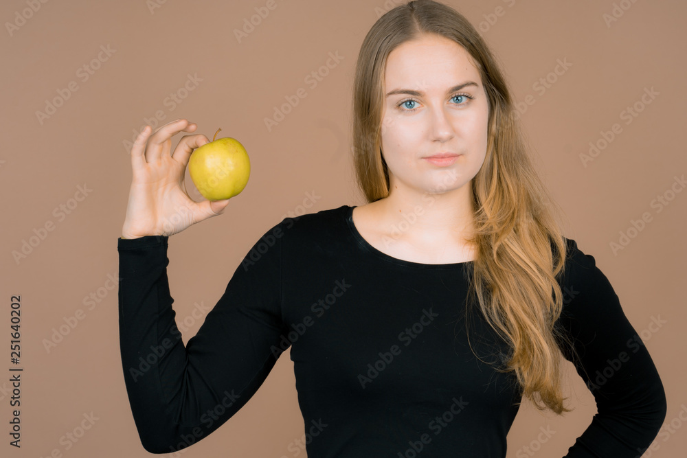 girl with an apple girl with an apple