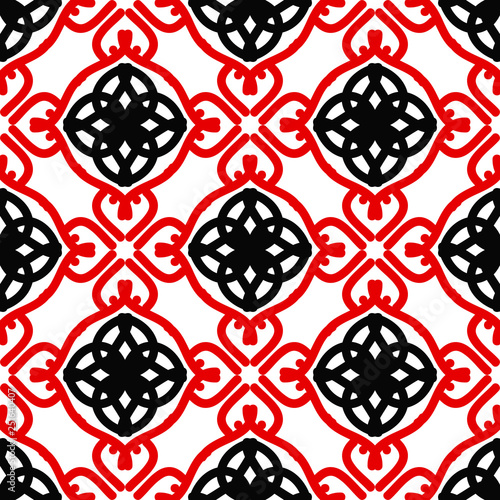 Bright seamless pattern with geometric ornaments.
