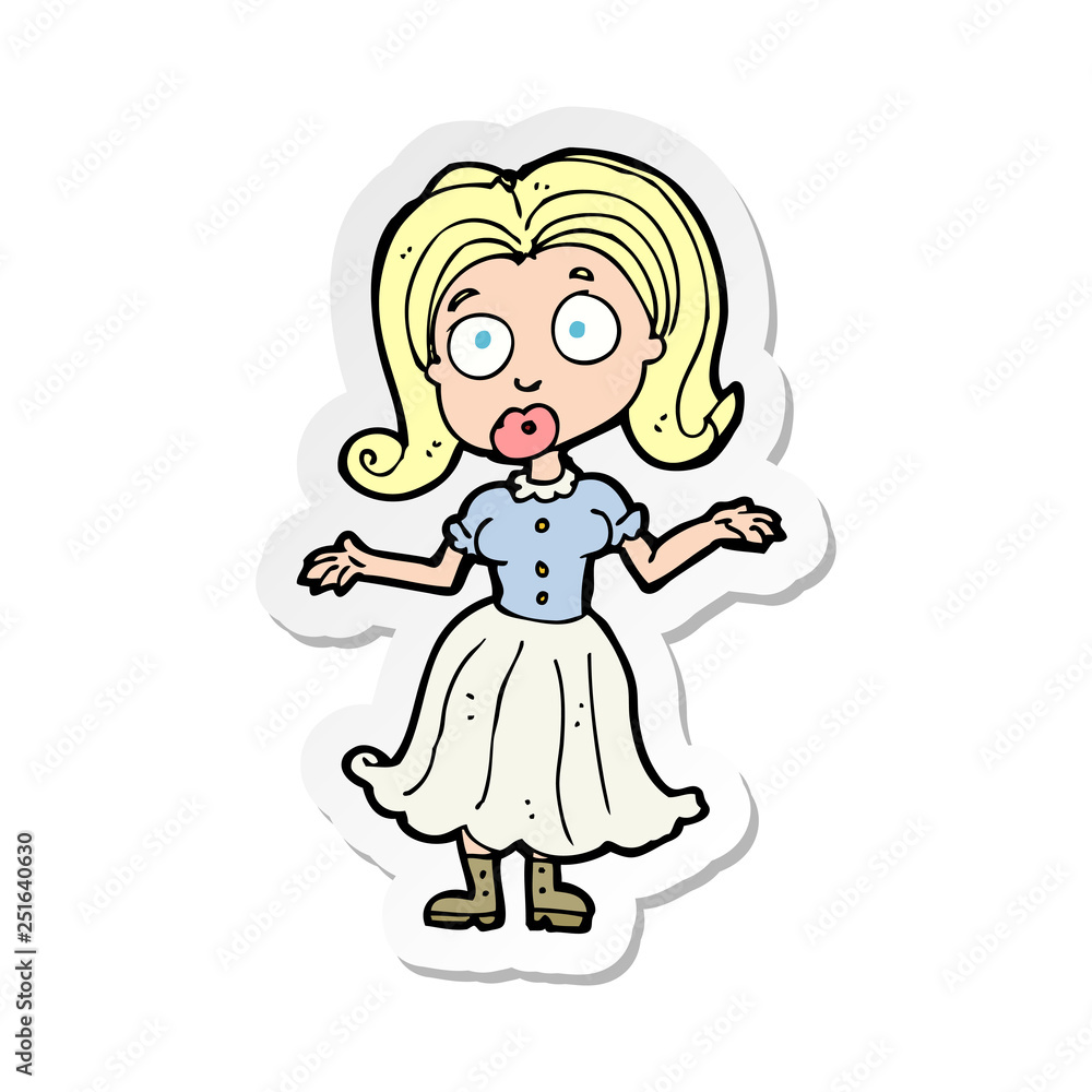 sticker of a cartoon confused girl sticker of a cartoon confused girl