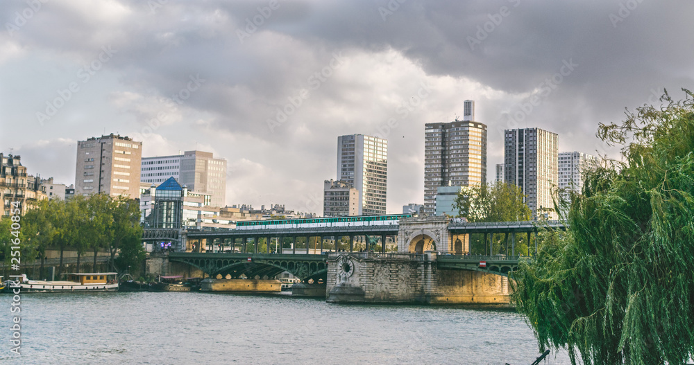 Apartment buildings next to the river Seine in Paris, France