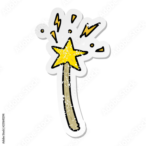 distressed sticker of a cartoon magic wand