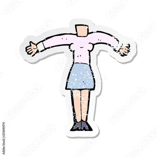 retro distressed sticker of a cartoon female body