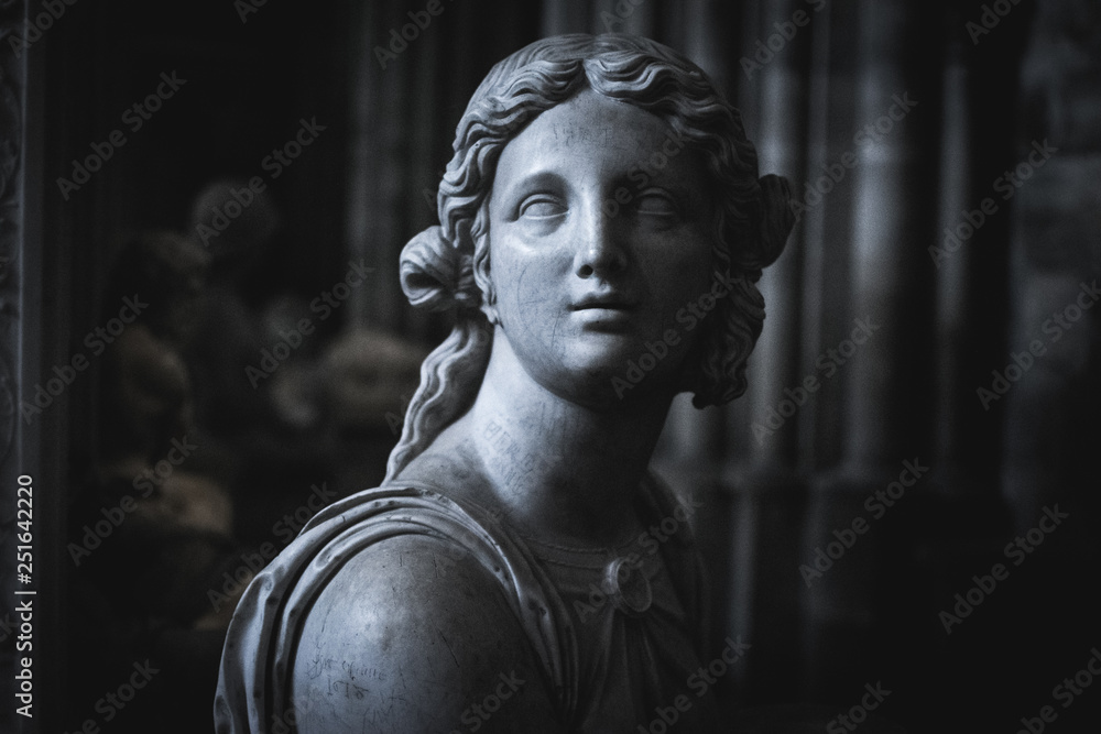 PARIS, FRANCE - 02 OCTOBER 2018: Statues in Saint Denis cathedral PARIS, FRANCE - 02 OCTOBER 2018: Statues in Saint Denis cathedral