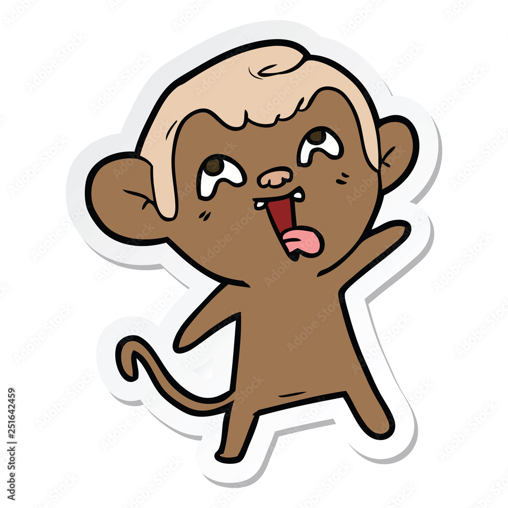 Fototapeta premium sticker of a crazy cartoon monkey
