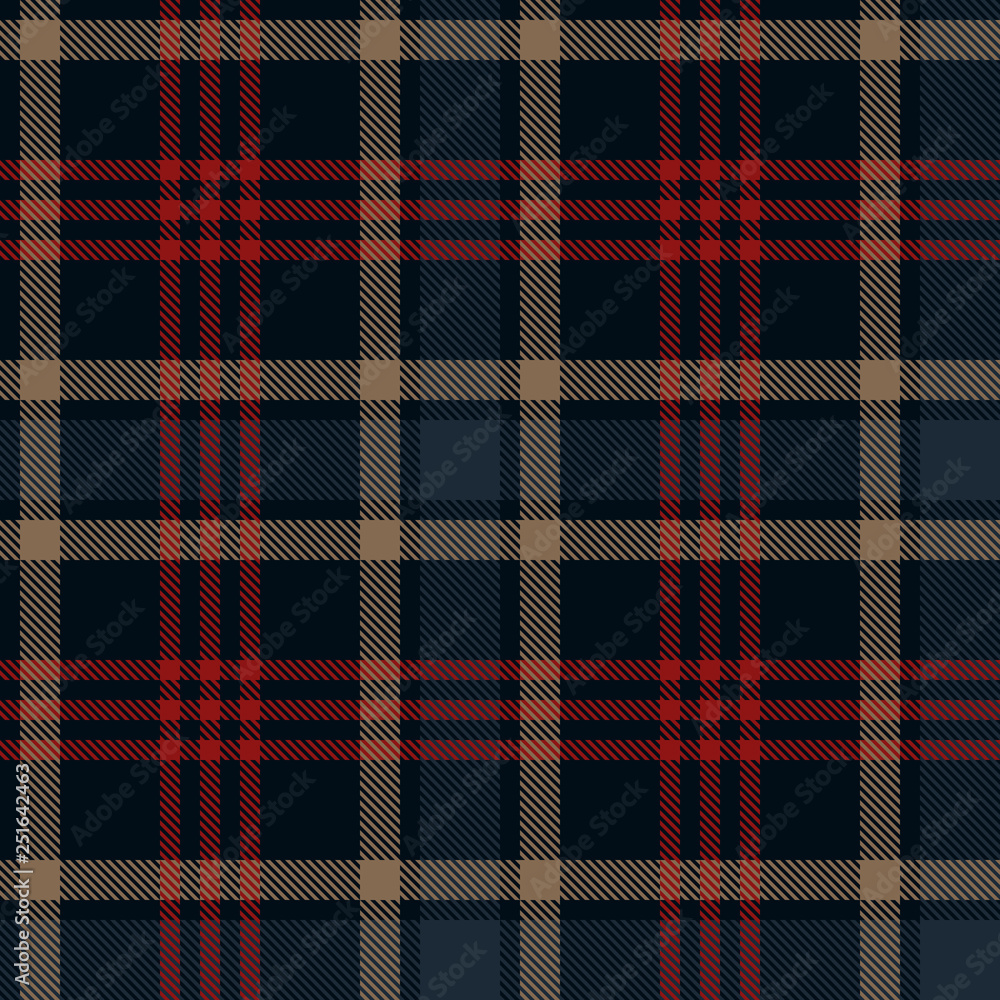 Seamless plaid pattern in stripes. Checkered fabric texture print. Vector