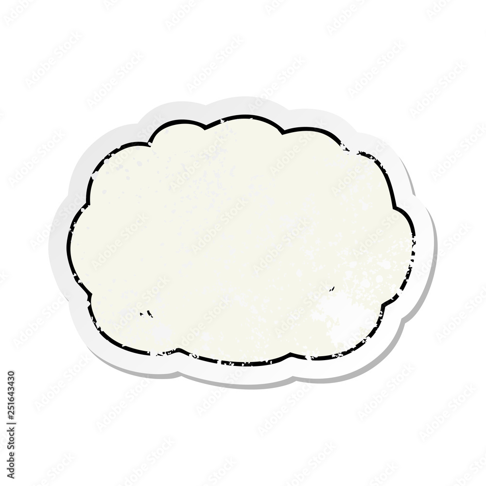 distressed sticker of a cartoon cloud distressed sticker of a cartoon cloud