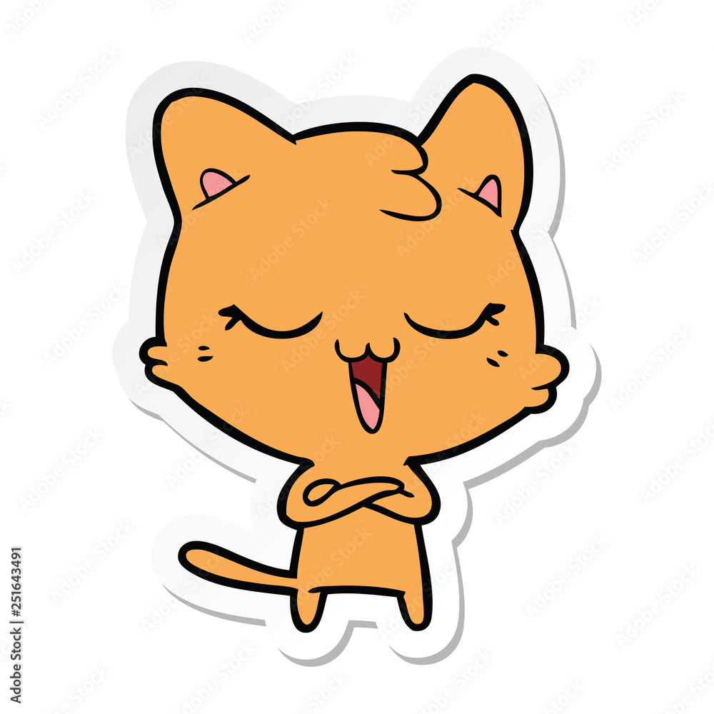 Fototapeta premium sticker of a happy cartoon cat