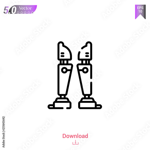 robotic legs icon of future world icons isolated on white background. Line pictogram. Graphic design, mobile application, logo, user interface. Editable stroke. EPS10 format vector illustration