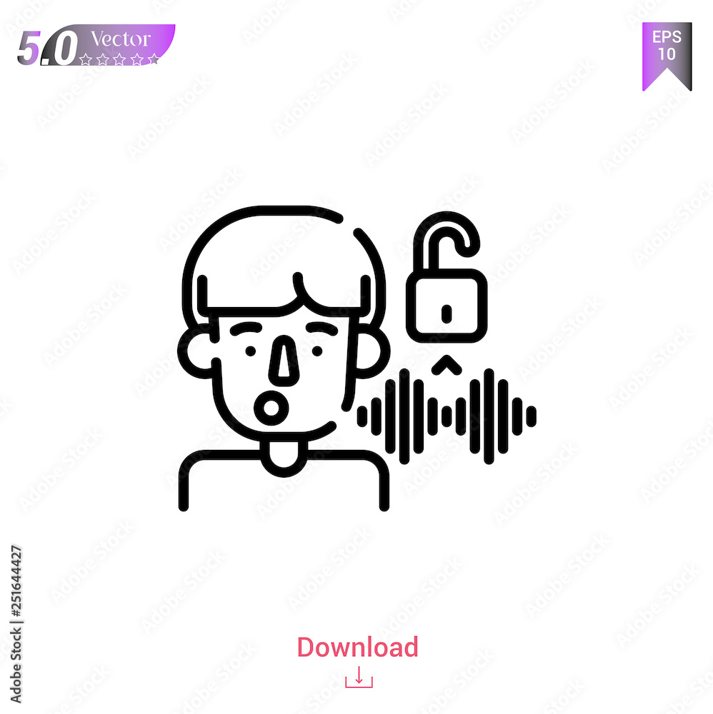  sound recognition icon of future world icons isolated on white background. Line pictogram. Graphic design, mobile application, logo, user interface. Editable stroke. EPS10 format vector illustration